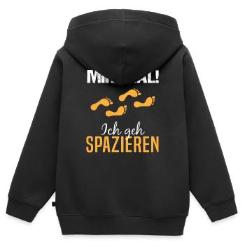 Sorglos Spaziergang Humorvolles Geschenk - Kinder Premium Organic Zip Hoodie - Schwarz - Hinten - AI Model Kid Male (0cm)