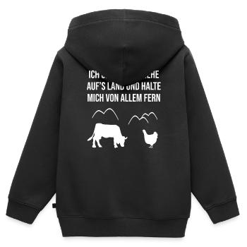 Landleben Ruhe Design - Kinder Premium Organic Zip Hoodie - Schwarz - Hinten - AI Model Kid Male (0cm)