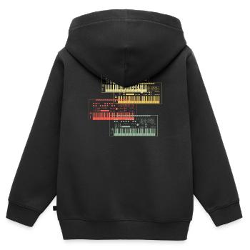 Synthesizer Sammlung Musik Design - Kinder Premium Organic Zip Hoodie - Schwarz - Hinten - AI Model Kid Male (0cm)