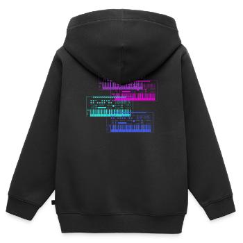 Synthesizer Sammlung Musik Design - Kinder Premium Organic Zip Hoodie - Schwarz - Hinten - AI Model Kid Male (0cm)