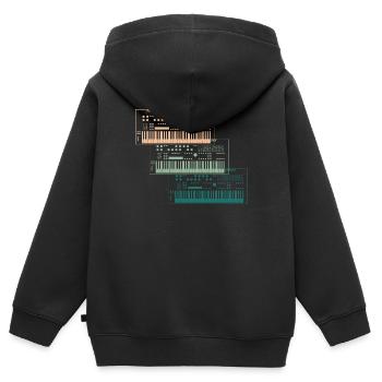 Trio von Synthesizern Musikliebhaber Geschenk - Kinder Premium Organic Zip Hoodie - Schwarz - Hinten - AI Model Kid Male (0cm)