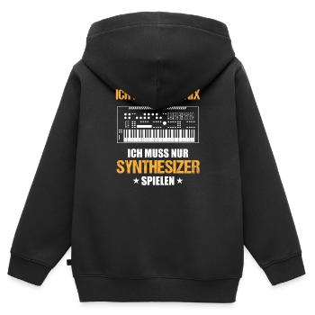 Muss nur Synthesizer spielen Musikliebhaber - Kinder Premium Organic Zip Hoodie - Schwarz - Hinten - AI Model Kid Male (0cm)