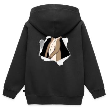 Faultier Ausbruch Karton Niedlich Geschenk - Kinder Premium Organic Zip Hoodie - Schwarz - Hinten - AI Model Kid Male (0cm)