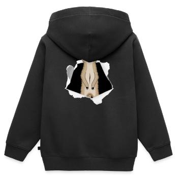 Faultier Ausbruch Karton Niedlich Geschenk - Kinder Premium Organic Zip Hoodie - Schwarz - Hinten - AI Model Kid Male (0cm)
