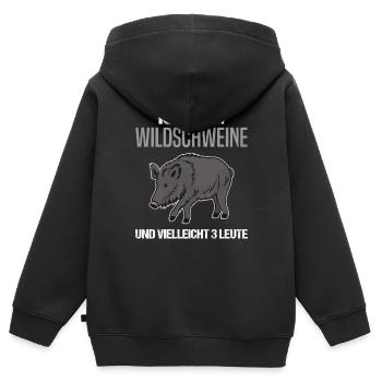 Humorvolles Wildschwein & Menschenliebhaber - Kinder Premium Organic Zip Hoodie - Schwarz - Hinten - AI Model Kid Male (0cm)