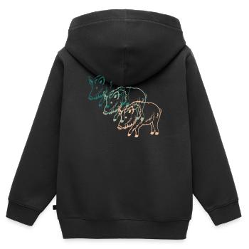 Trio von Wildschweinen Naturverbundenes Geschenk - Kinder Premium Organic Zip Hoodie - Schwarz - Hinten - AI Model Kid Male (0cm)
