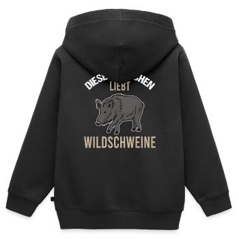 Mädchen Wildschweinliebe Charmantes Geschenk - Kinder Premium Organic Zip Hoodie - Schwarz - Hinten - AI Model Kid Male (0cm)