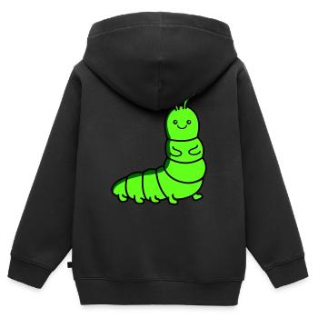 raupe - Kinder Premium Organic Zip Hoodie - Schwarz - Hinten - AI Model Kid Male (0cm)