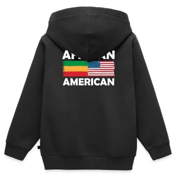 Afro-Amerikanische Wurzeln Stolz Flagge - Kinder Premium Organic Zip Hoodie - Schwarz - Hinten - AI Model Kid Male (0cm)