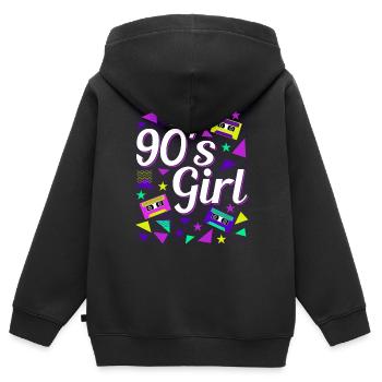 Retro 90er Girl Power Stil Popkultur - Kinder Premium Organic Zip Hoodie - Schwarz - Hinten - AI Model Kid Male (0cm)