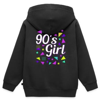Retro 90er Girl Power Stil Popkultur - Kinder Premium Organic Zip Hoodie - Schwarz - Hinten - AI Model Kid Male (0cm)