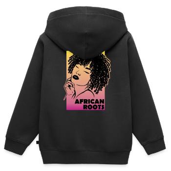 African Roots Stilvolles Erbe - Kinder Premium Organic Zip Hoodie - Schwarz - Hinten - AI Model Kid Male (0cm)
