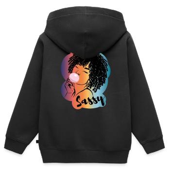 Sassy Chic mit Afro Charme - Kinder Premium Organic Zip Hoodie - Schwarz - Hinten - AI Model Kid Male (0cm)
