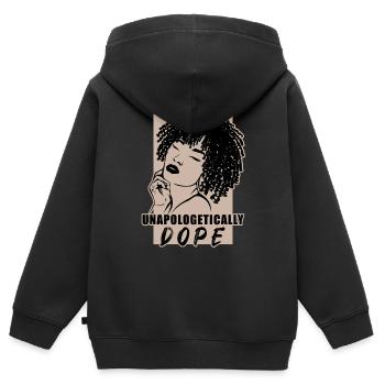 Starkes Statement Unverblümt Cool - Kinder Premium Organic Zip Hoodie - Schwarz - Hinten - AI Model Kid Male (0cm)