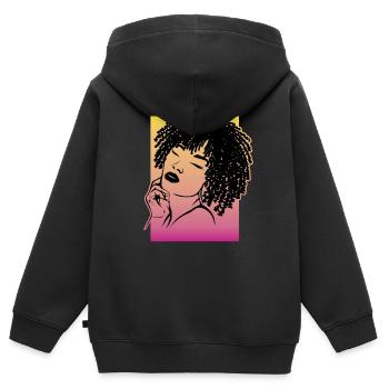 Starkes Statement Unverblümt Cool - Kinder Premium Organic Zip Hoodie - Schwarz - Hinten - AI Model Kid Male (0cm)