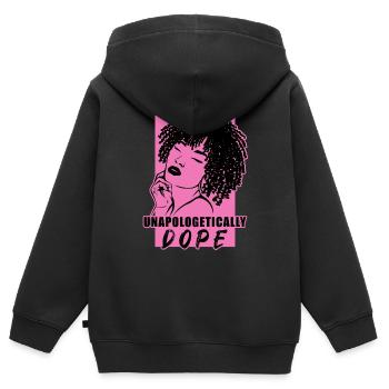 Starkes Statement Unverblümt Cool - Kinder Premium Organic Zip Hoodie - Schwarz - Hinten - AI Model Kid Male (0cm)