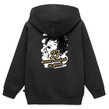 27 und Glamour Pur Stilvoll Feiern - Kinder Premium Organic Zip Hoodie - Schwarz - Hinten - AI Model Kid Male (0cm)