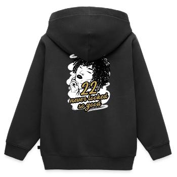 22 und Glamour Pur Stilvoll Feiern - Kinder Premium Organic Zip Hoodie - Schwarz - Hinten - AI Model Kid Male (0cm)