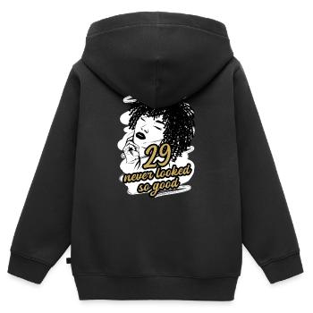 29 und Glamour Pur Stilvoll Feiern - Kinder Premium Organic Zip Hoodie - Schwarz - Hinten - AI Model Kid Male (0cm)