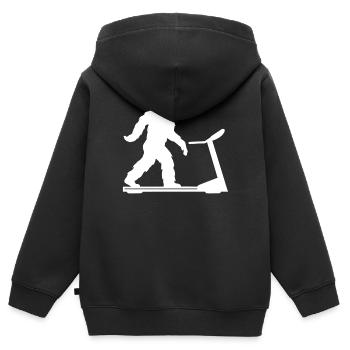 Dynamique de mouvement Bigfoot légendaire - Sweat Premium à capuche zippé enfant bio - noir - Dos - AI Model Kid Male (0cm)