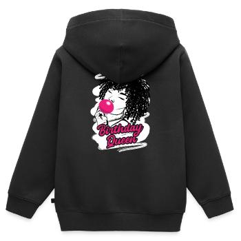 Diva d’anniversaire coquine célébrant - Sweat Premium à capuche zippé enfant bio - noir - Dos - AI Model Kid Male (0cm)