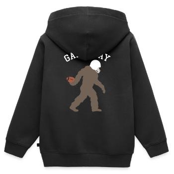 Bigfoot Quarterback Silhouette d’athlète - Sweat Premium à capuche zippé enfant bio - noir - Dos - AI Model Kid Male (0cm)