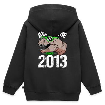 Force élémentaire du T-Rex depuis 2013 Anniversaire - Sweat Premium à capuche zippé enfant bio - noir - Dos - AI Model Kid Male (0cm)