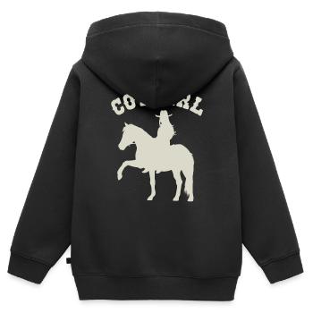 Reitsilhouette Einfach Stilvoll - Kinder Premium Organic Zip Hoodie - Schwarz - Hinten - AI Model Kid Male (0cm)