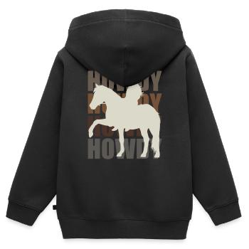 Salut! Western Rider Salutation et plaisir - Sweat Premium à capuche zippé enfant bio - noir - Dos - AI Model Kid Male (0cm)