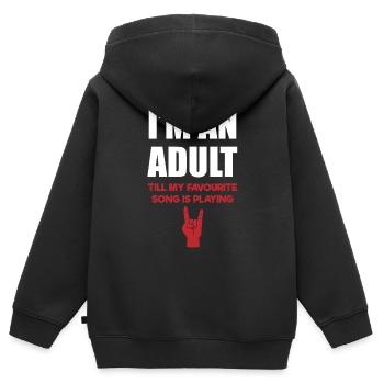 Jusqu’à ce que ma chanson joue Rockerhand - Sweat Premium à capuche zippé enfant bio - noir - Dos - AI Model Kid Male (0cm)
