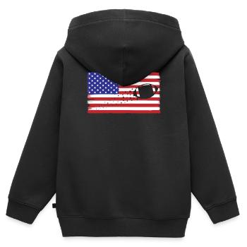 Patriotischer Football-Fanfieber - Kinder Premium Organic Zip Hoodie - Schwarz - Hinten - AI Model Kid Male (0cm)