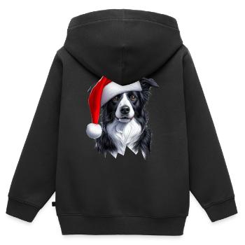 Border Collie Santa Clause - Kids Premium Organic Zip-up Hoodie - black - Back - AI Model Kid Male (0cm)