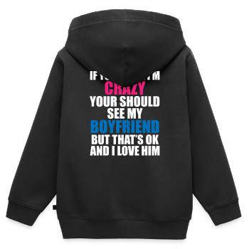 Verrückter Freund - Humorvolles Motiv - Kinder Premium Organic Zip Hoodie - Schwarz - Hinten - AI Model Kid Male (0cm)