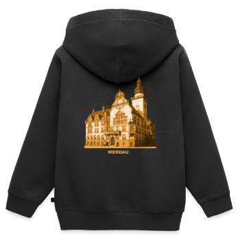 Mairie de Werdau, Pleiße, Saxe - Sweat Premium à capuche zippé enfant bio - noir - Dos - AI Model Kid Male (0cm)