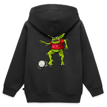 Kobold spielt Fußball - Kinder Premium Organic Zip Hoodie - Schwarz - Hinten - AI Model Kid Male (0cm)