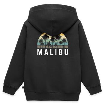 Retro Malibu Sonnenuntergang Relax - Kinder Premium Organic Zip Hoodie - Schwarz - Hinten - AI Model Kid Male (0cm)