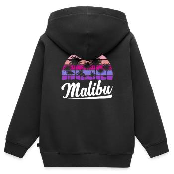 Retro Malibu Sonnenuntergang Relax - Kinder Premium Organic Zip Hoodie - Schwarz - Hinten - AI Model Kid Male (0cm)