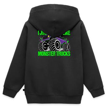 Monstertruck Farbexplosion Dynamik - Kinder Premium Organic Zip Hoodie - Schwarz - Hinten - AI Model Kid Male (0cm)