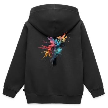 Conception de croix Christianisme chrétien et orthodoxe - Sweat Premium à capuche zippé enfant bio - noir - Dos - AI Model Kid Male (0cm)
