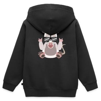 Rockendes Opossum Lebensfreude Pur - Kinder Premium Organic Zip Hoodie - Schwarz - Hinten - AI Model Kid Male (0cm)