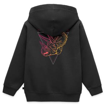Tricératops géométrique de style Art déco - Sweat Premium à capuche zippé enfant bio - noir - Dos - AI Model Kid Male (0cm)