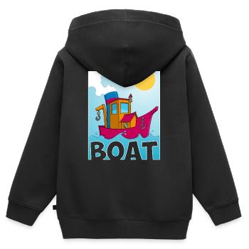 Buntes Bild eines lustigen Schleppers - Kinder Premium Organic Zip Hoodie - Schwarz - Hinten - AI Model Kid Male (0cm)