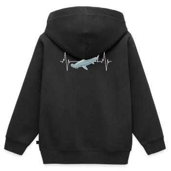 Hammerhai Herzschlag Liebe Ozean - Kinder Premium Organic Zip Hoodie - Schwarz - Hinten - AI Model Kid Male (0cm)
