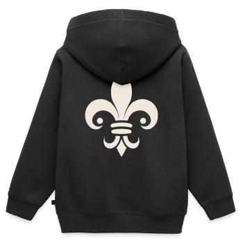 Simple Fleur de lys Design - Sweat Premium à capuche zippé enfant bio - noir - Dos - AI Model Kid Male (0cm)