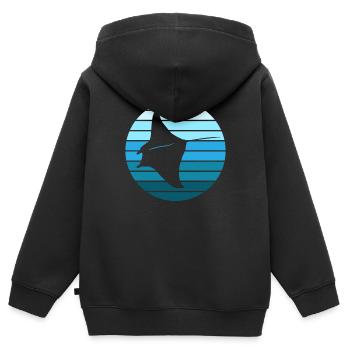 Mantarochen Eleganz im Ozean - Kinder Premium Organic Zip Hoodie - Schwarz - Hinten - AI Model Kid Male (0cm)