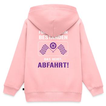 Führerschein Bestanden: ABFAHRT! - Kinder Premium Organic Zip Hoodie - Rosa - Hinten - AI Model Kid Female (0cm)