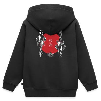 Koi Duo Harmony Feng Shui Zen - Sweat Premium à capuche zippé enfant bio - noir - Dos - AI Model Kid Male (0cm)