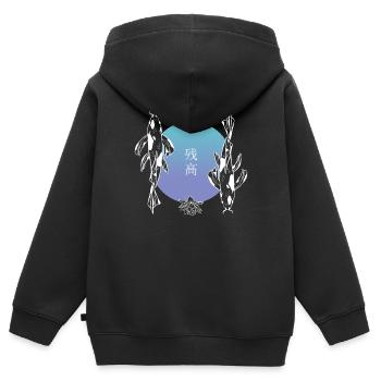 Koi Duo Harmony Feng Shui Zen - Sweat Premium à capuche zippé enfant bio - noir - Dos - AI Model Kid Male (0cm)