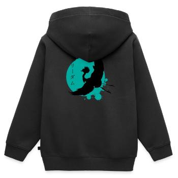 Dynamique de la grue et art des personnages - Sweat Premium à capuche zippé enfant bio - noir - Dos - AI Model Kid Male (0cm)