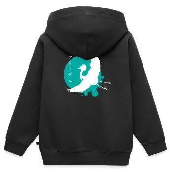 Dynamique de la grue et art des personnages - Sweat Premium à capuche zippé enfant bio - noir - Dos - AI Model Kid Male (0cm)